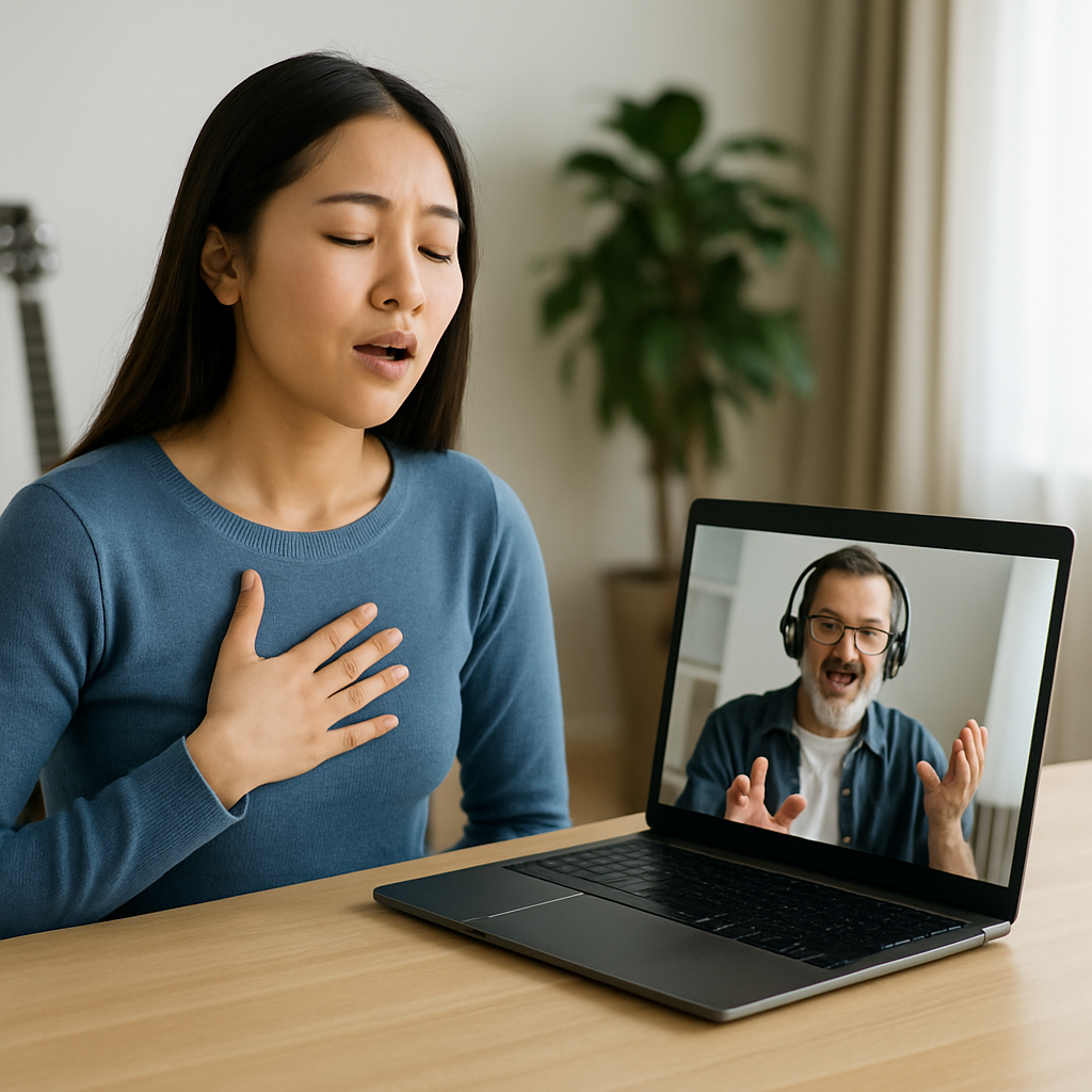 Virtual Voice Lesson in Bright Room